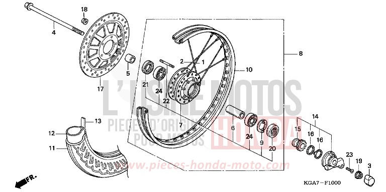FRONT WHEEL for CG125 TITAN ES FORCE SILVER METALLIC (NH411) from 2004